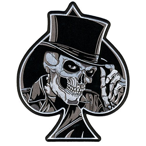 TOP HAT SKULL, High Thread Embroidered Exceptional Quality Iron-On/Saw-On Rayon Hook & Loop Fastener - PATCH - Size - 4"