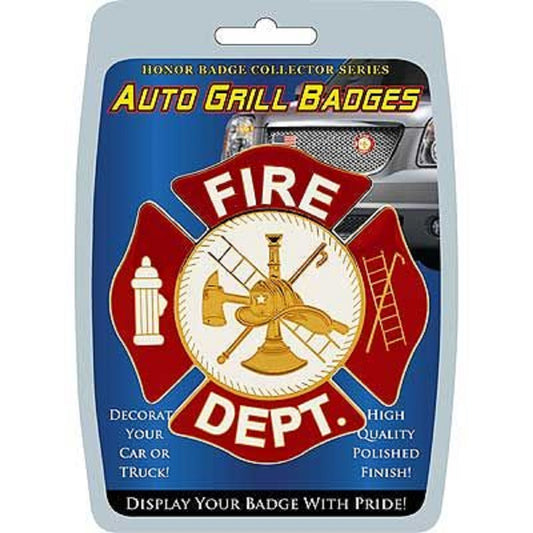FIRE DEPARTMENT - Polished Finish, Weatherproof Car Auto Grill Honor Badge - 3"