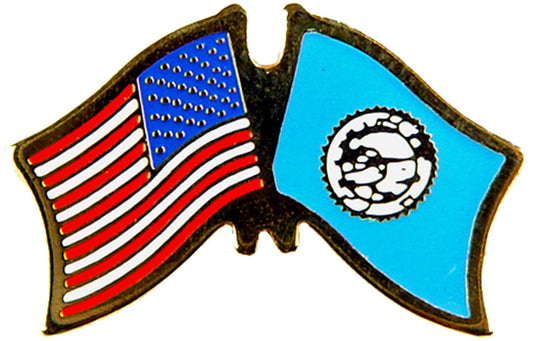 USA STATES, USA & SOUTH DAKOTA Cross Flags - Original Artwork, Expertly Designed PIN - 1.125"
