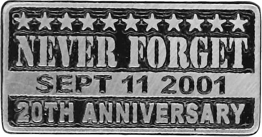 9/11 - Never Forget 20th Anniversary Sept 11 2001, Pin - USA American Patriotic Original Artwork, Expertly Designed Pewter Lapel PIN
