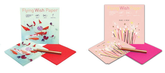 Flying Wish Paper Combo Pack, Koi Pond + Make a Wish, Mini Kit Combos, Write it, Light it, Watch it Fly, 2 x Mini Kits - 5" x 5" Each