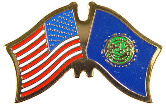 USA STATES, USA & NEW HAMPSHIRE Cross Flags - Original Artwork, Expertly Designed PIN - 1.125"