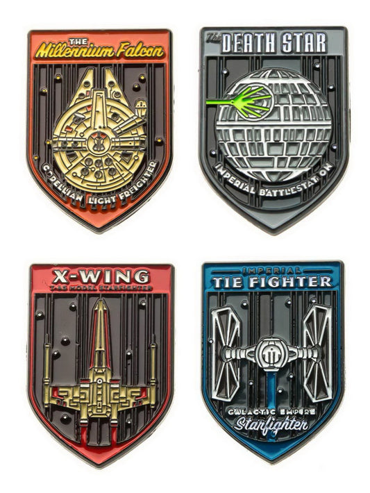 Fighters Space Ships, Original Artwork - Enamel Base Metal Pin Set (4 piece)