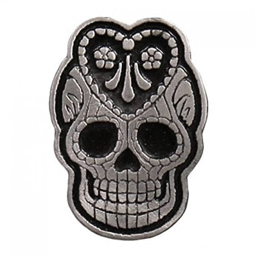 Sugar Skull Heart Lapel Pin - Heavy Pewter Artwork Brooch Badge Button Pins
