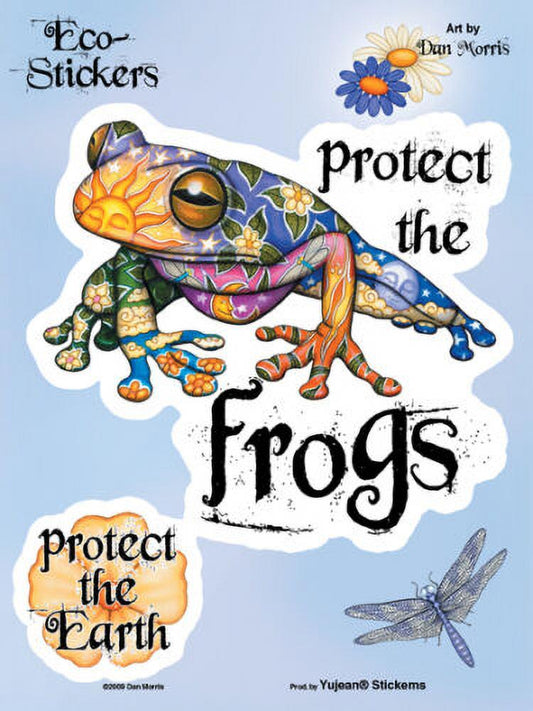 Dan Morris - Morris Art Protect The Frogs & EARTH Window Sticker Decal - 6'' x 8' - Skateboard Vinyl DieCut - Weather Re