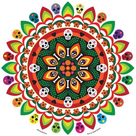 Evilkid, JUMBO MUERTOS MANDALA, All Weather/UV Resistant, Die-Cut Vinyl STICKER / DECAL - 8.9" x 8.9"
