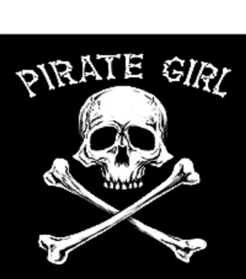 Pirate Sticker, PIRATE GIRL - Skull & Crossbones Orignal Art Decor, Nautical Pirates Sticker Decal - 4" x 4"