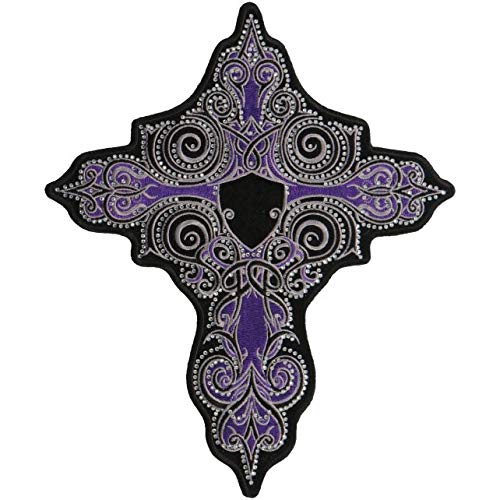 RHINESTONE CROSS - Iron On PATCH, Licensed Original Artwork (PURPLE CROSS)