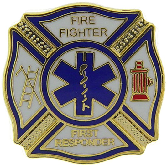 FIRE & EMS, Fire Fighter First RESPONDER - Original Artwork, Expertly Designed PIN - 1"