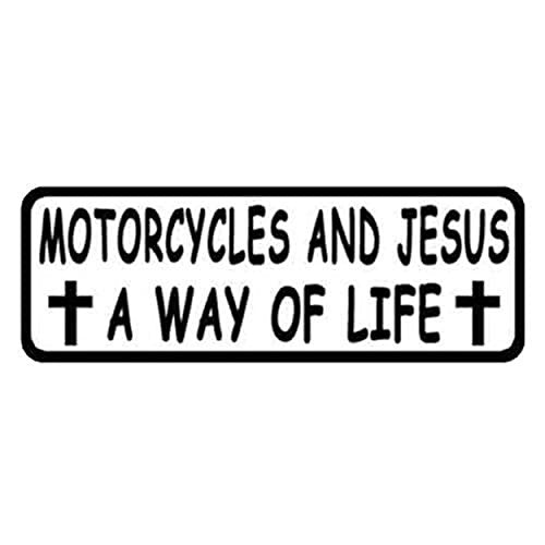 Motorcycle and Jesus A Way Of Life Helmet Stickers - Artwork Decals, 4" x 1"