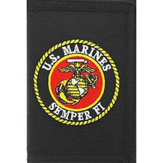 US MARINES WALLET - United States MARINES SEMPER FI - Embroidered Logo Trifold Nylon Wallet - 3.5" x 5"