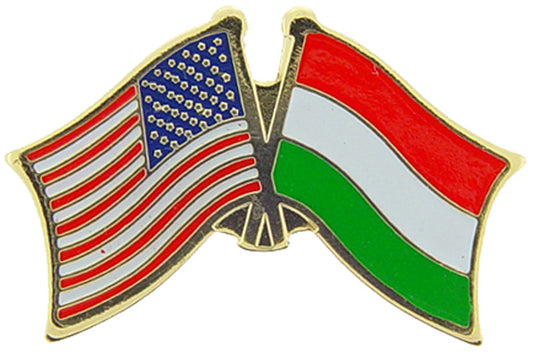 INTERNATIONAL, USA & HUNGARY Cross Flags - Original Artwork, Expertly Designed PIN - 1.125"