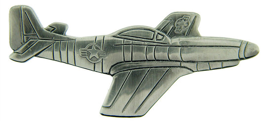 AIRCRAFT & HELICOPTERS, APL P-51 MUSTANG Pewter - Original Artwork, Expertly Designed PIN - 2.625"