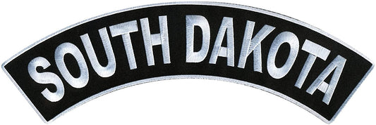 SOUTH DAKOTA TOP ROCKER, PATCH - High Thread Iron-On Heat Sealed Backing Sew-On Large Patch - 12” x 3”
