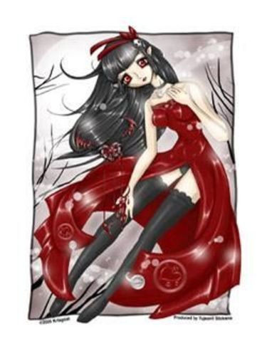 Dark Valentine Anime Girl by Krisgoat - Sticker / Decal
