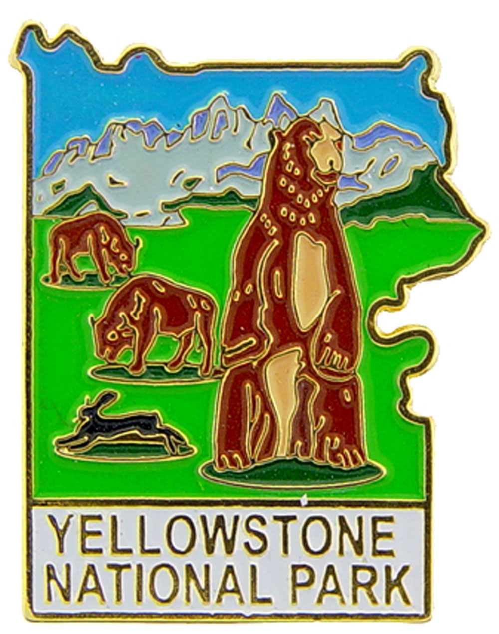 USA STATES, National Park YELLOWSTONE Map - Original Artwork, Expertly Designed PIN - 1"