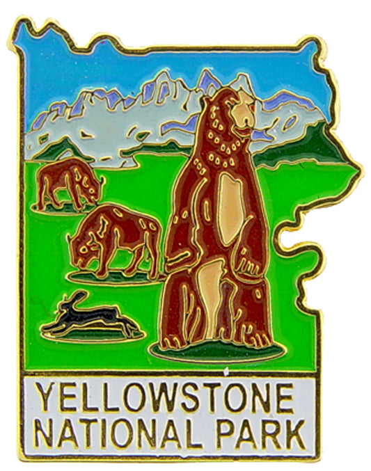 USA STATES, National Park YELLOWSTONE Map - Original Artwork, Expertly Designed PIN - 1"
