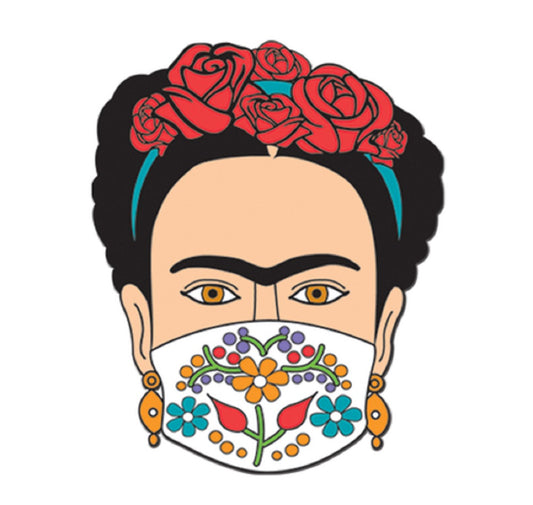 COVID SPECIAL WEAR MASK STAY SAFE, PIN - Masked Senora, Novelty Cute Enamel Lapel PIN - 1.25"