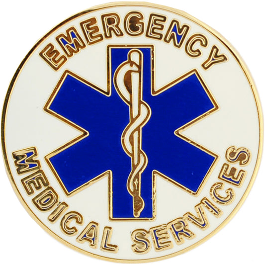 FIRE & EMS, EMERGENCY MEDICAL SERVICES LOGO - Original Artwork, Expertly Designed PIN - 1"