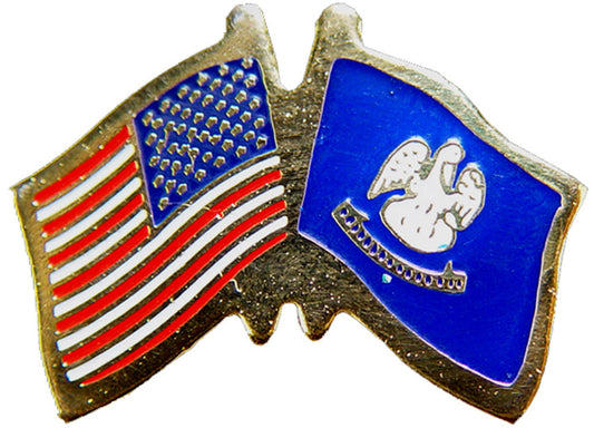 USA STATES, USA & LOUISIANA Cross Flags - Original Artwork, Expertly Designed PIN - 1.125"