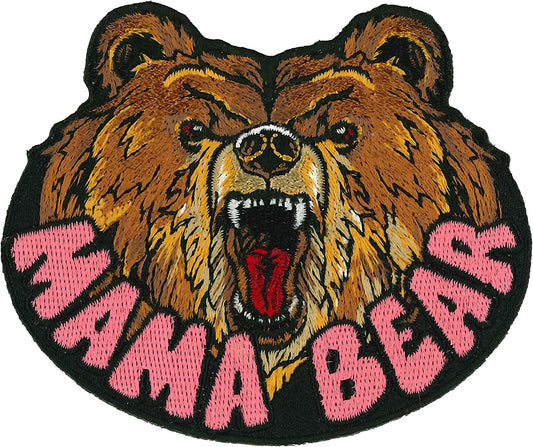 MAMA BEAR, PATCH - High Thread Iron-On Heat Sealed Backing Sew-On Biker's Patch - 3.5" x 3"