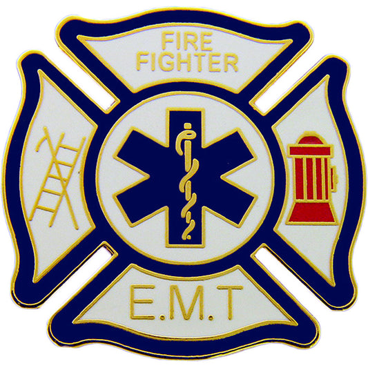 FIRE & EMS, Fire Fighter EMERGENCY MEDICAL TECHNICIAN - Artwork, Expertly Designed PIN - 1.5"