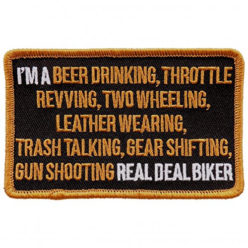 Beer Drinking Throttle Iron On Patches - Sew On Artwork Applique Patch, 4" x 3"