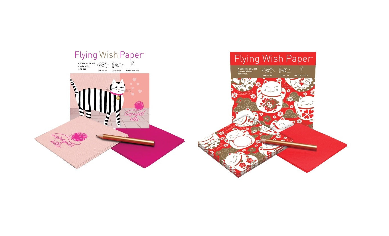Flying Wish Paper Combo Pack, Suffragette Kitty + Lucky Cats, Mini Kit Combos - 5" x 5" Each