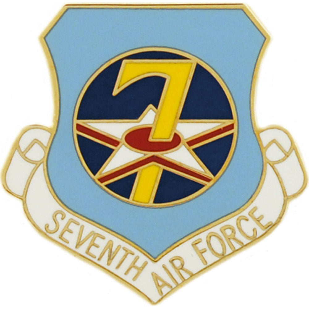U.S. AIR FORCE, 7th Air Force SHIELD - Original Artwork, Expertly Designed PIN - 1"