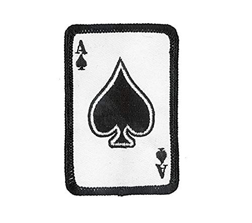ACE OF SPADE, High Thread EMBROIDERED Iron-On / Saw-On Rayon PATCH - 2" x 3"