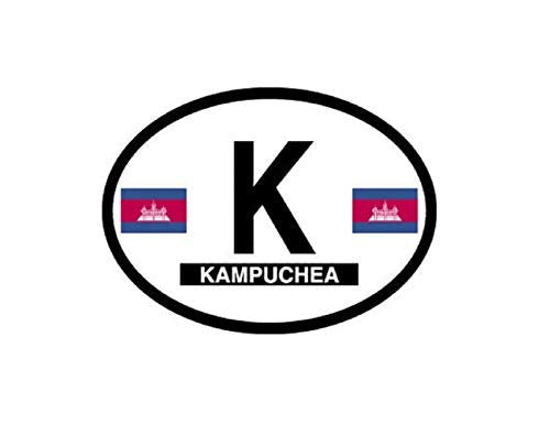 CAMBODIA FLAG, Waterproof UV Coated, Famous Reflective OVAL Sticker DECAL , 3.5" x 4.75"