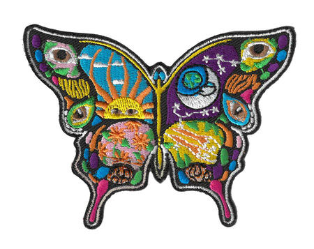 Dan Morris Day Night Butterfly Patch - Embroidery Iron-On Backing Sew-On Patch - 3.5" x 3.5"