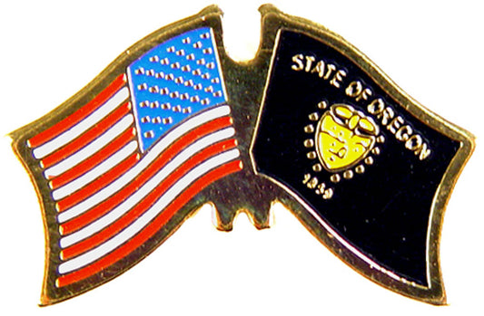 USA STATES, USA & OREGON Cross Flags - Original Artwork, Expertly Designed PIN - 1.125"