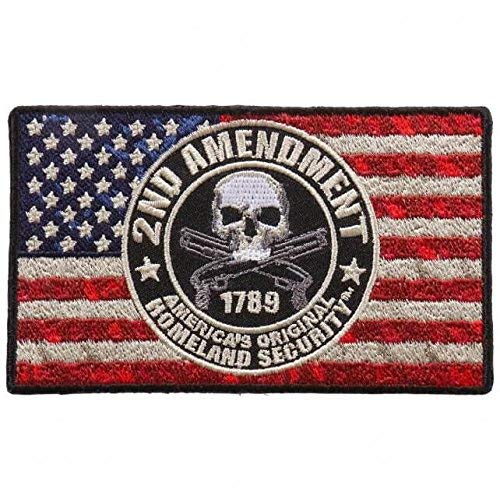 2nd Amendment Flag Iron On Patches - Embroidered Artwork Sew On Patch, 4" x 2"