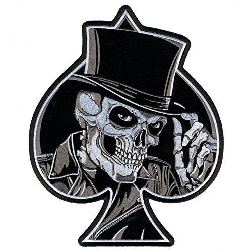 TOP HAT SKULL, High Thread Embroidered Iron-On / Saw-On Rayon PATCH - 8" x 10", Exceptional Quality