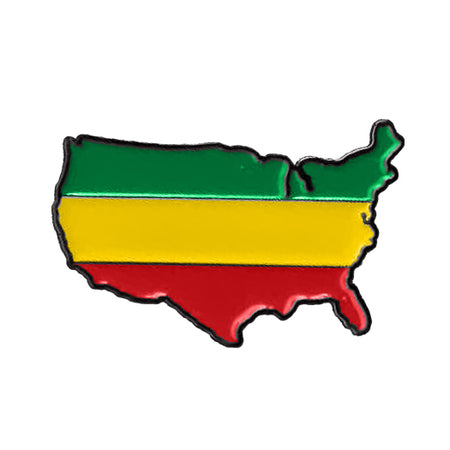 RASTA USA PIN - Matt Stewart Art's Extra Thick Raised Epoxy Resin Shiny Backpack Enamel Lapel Pin - 1.25" x 0.85"