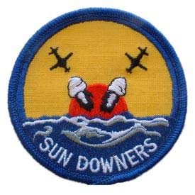 USN, SUN DOWNERS - Embroidered Patches, Iron On Patch - 3"