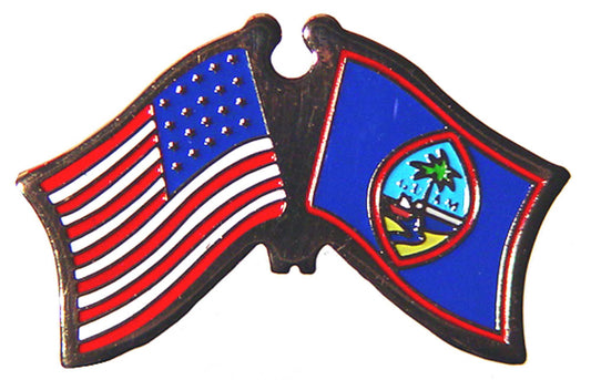 INTERNATIONAL, USA & GUAM Cross Flags - Original Artwork, Expertly Designed PIN - 1.125"