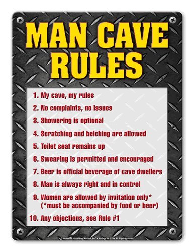 MAN CAVE RULES Parking Only (Sign) - Individual Package - Laminated - 8.5" x 11"