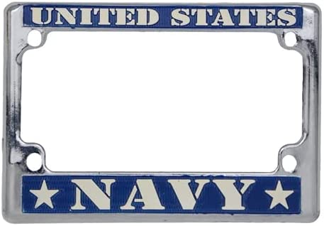 UNITED STATES NAVY LICENSE FRAME - USA American PATRIOTIC License Plate Frame Holder - Chrome - 7.25" x 5"