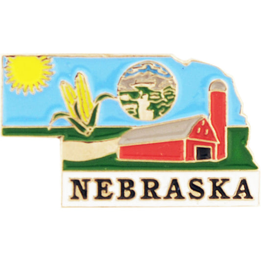 USA STATES, NEBRASKA Map - Original Artwork, Expertly Designed PIN - 1"