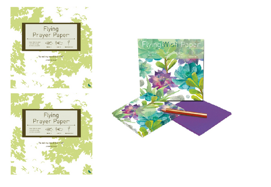 Flying Wish Paper Combo Set, 2 x Spring Prayer, Large Kits + 1 x Cactus Green, Mini Kit - Write it, Light it & Watch it Fly - (3 x Sets)