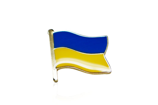 UKRAINE FLAG PIN - Official Ukraine National Flag, High Quality Shiny Ukrainian Waving Flag Die-Cut Enamel Lapel PIN - .75"