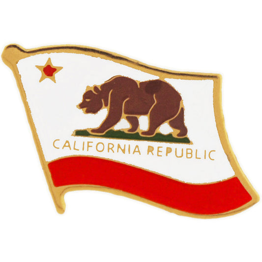 American Flag Pin, US STATES CALIFORNIA Flag - Novelty Patriotic Enamel Lapel PIN - 1"