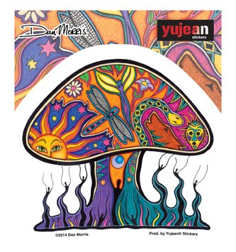 Dan Morris - MUSHROOM - 4.5" x 4" - Extra Long Lasting, In/Outdoor, Weather/UV Resistant, Clear Back, Die-Cut Vinyl STIC