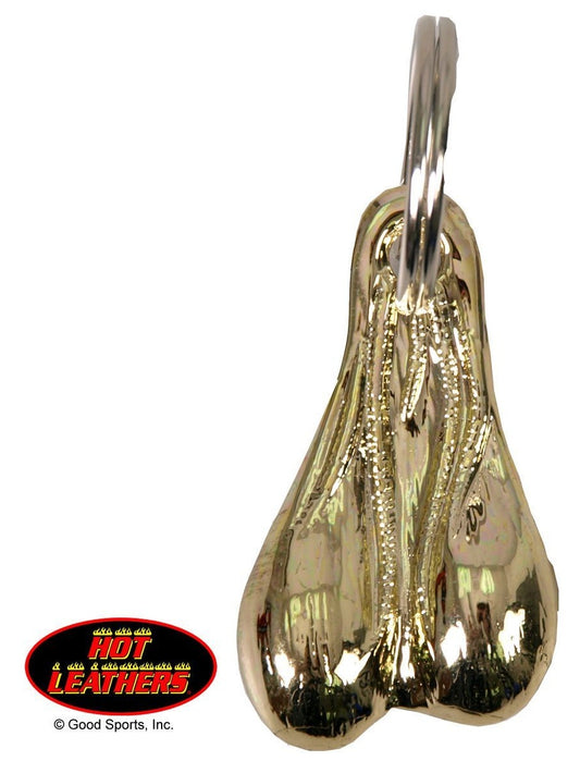 Officially Licensed Original Inc. USA BRASS BALLS Biker's KEY CHAIN Witty Sense of Humor Nut Ball Sack, Stainless Steel KEYCHAIN NEW, Yellow, One Size