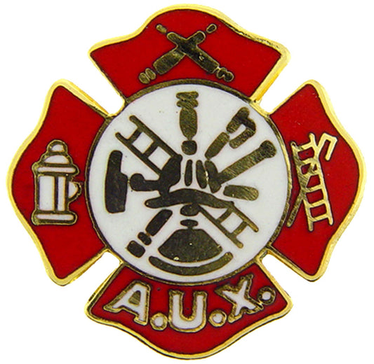 FIRE & EMS, Fire Department LOGO A.U.X. - Original Artwork, Expertly Designed PIN - 1.125"
