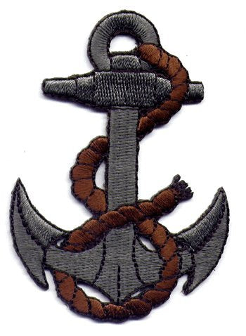 Anchor w/Rope iron-on embroidered patch