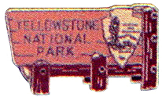 USA STATES, National Park YELLOWSTONE Sign - Original Artwork, Expertly Designed PIN - 1"
