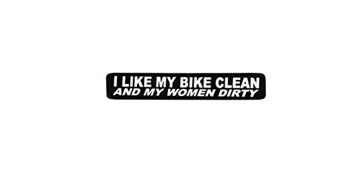 I Like My Bike Clean Helmet Stickers - Novelty Artwork Biker Decals, 4" x 1"